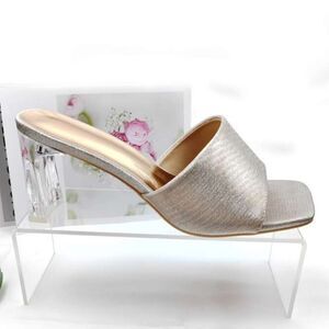 BRAND NEW ROUGE HELIUM CLEAR BLOCK-HEEL SLIP-ON SQUARE TOE SANDAL